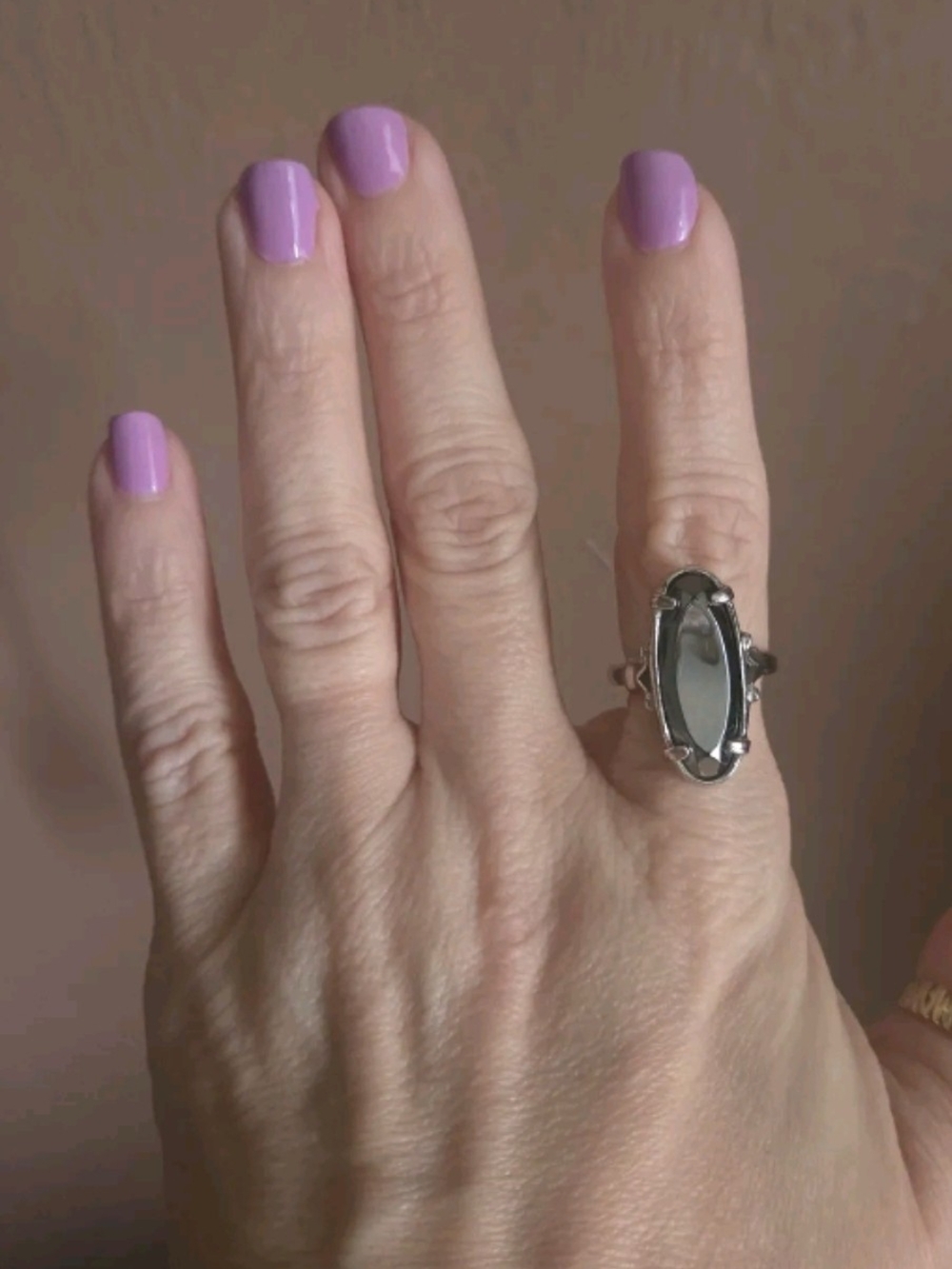Vintage Sarah Coventry Faceted Hematite Silvertone Silver Tone Adjustable Ring